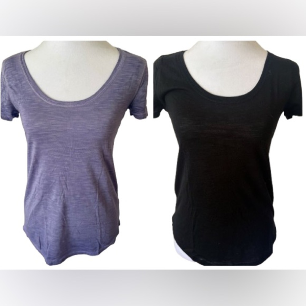 Mudd Purple and Black Fitted Short Sleeve T-shirts with Scoop Neckline